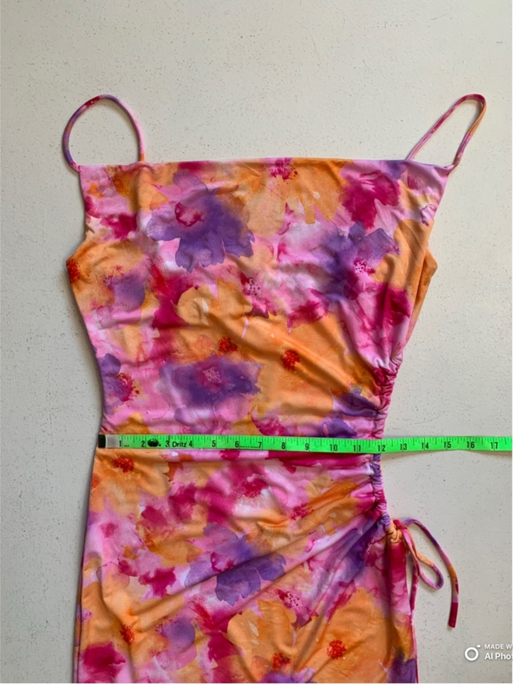 Floral Tie-Dye Cutout Slip Midi Dress - Pink & Purple - Picture 14 of 16
